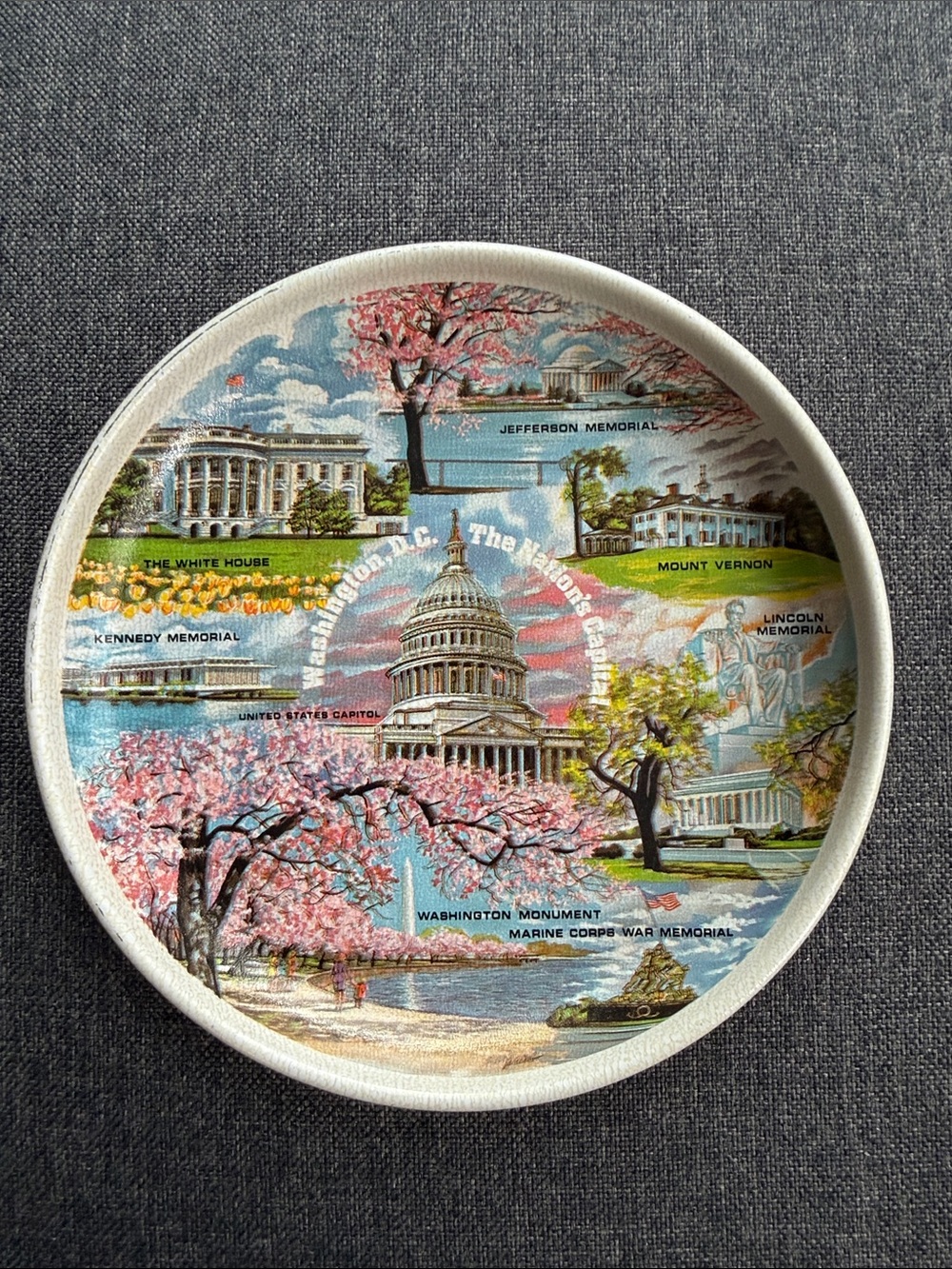 Vintage Washington DC The Nation’s Capital Souvenir Metal Plate 5.5”